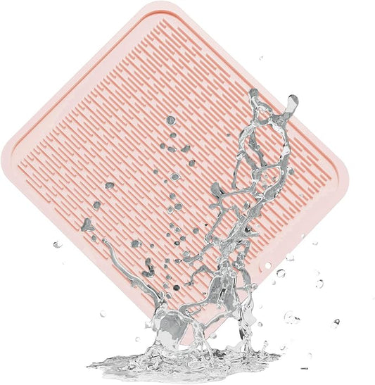 ZLR Large Silicone Dish Drying Mat (16" x 18") - XL Heavy Duty Drainboard Mat for Pots, Pans & Family Loads - Heat Resistant Trivet & Counter Protector, Easy Clean (Peach Pink) by ZLR