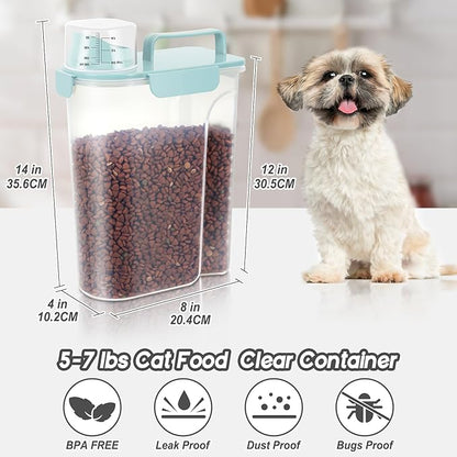 LEAWALK 5Lbs Airtight Cat Dog Food Storage Container with Upgraded Large Nozzle BPA-Free, Pet Food Storage Containers for Rice, Grain, Pet Food, Flour, Dog Treat Storage (Blue x 2, 5L-2pack)