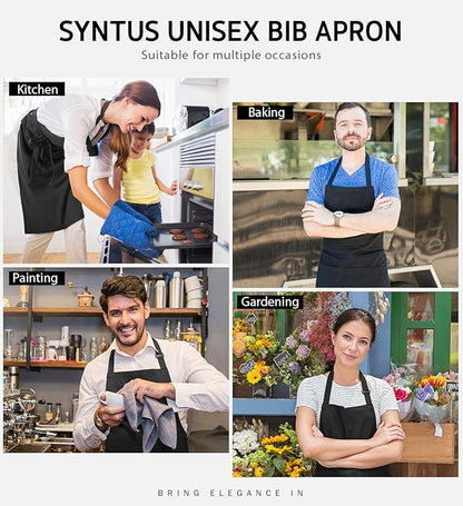Syntus Apron for Men Women, Adjustable Cooking Kitchen Chef Aprons with 2 Pockets, Cotton/Polycotton/Polyester - Image 7