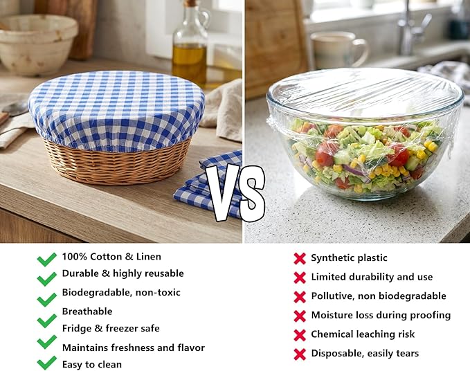 Reusable Bowl Covers, 5 Size Stretch Cloth Bowl Covers for Bread Proofing, cloth Fabric bowl Cover for Food Fruits Leftover (M)