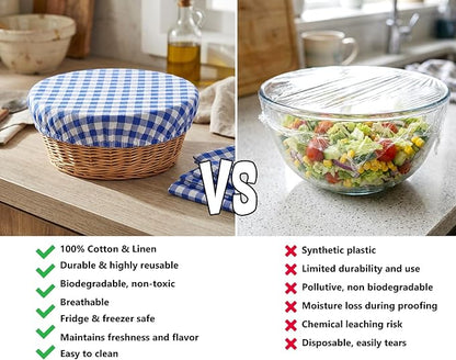 Reusable Bowl Covers, 5 Size Stretch Cloth Bowl Covers for Bread Proofing, cloth Fabric bowl Cover for Food Fruits Leftover (M)