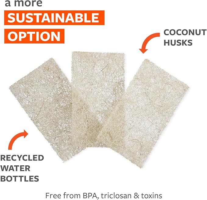 Full Circle Heavy Duty Scour Pads, Pack of 3 – Plant-Based Coconut Shell Scrubbers Made with Recycled Materials, Safe for Nonstick Cookware - Image 4