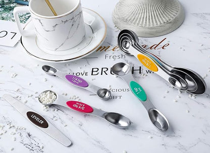 Magnetic Measuring Spoons Set of 8 Stainless Steel Dual Sided Stackable Measuring Spoons Nesting Teaspoons Tablespoons for Measuring Dry and Liquid Ingredients - Image 9