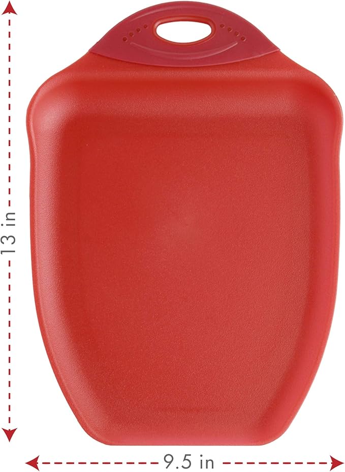 Dexas Chop & Scoop Cutting Board, 9.5 by 13 inches, Solid Red (322-J1795) - Image 3