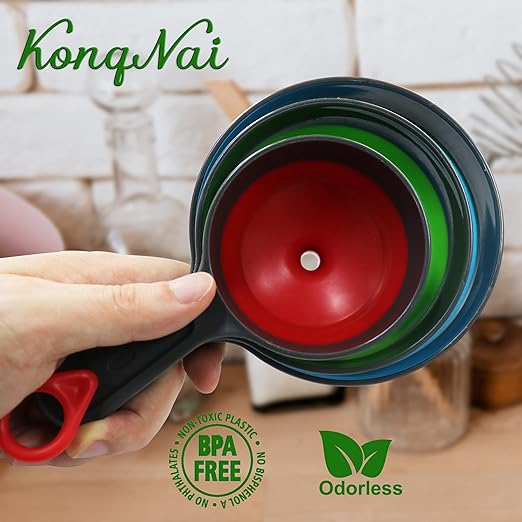 KongNai Canning Funnel for Wide and Regular Jars，Wide Mouth Funnels Sets of 3, Large for Mason Jar, Food Grade Collapsible Silicone Kitchen Accessories for Transfer Jam, Juice, Spices and Oil - Image 4