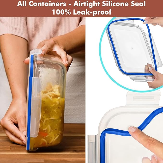 Razab 4 PC 1860ml / 63 Oz / 8 Cups Large Glass Food Storage Containers with Lids - Glass Meal Prep Containers for Roasting & Storing Leftover, Lunch Container with Lids, Microwave & Oven Safe - Image 4