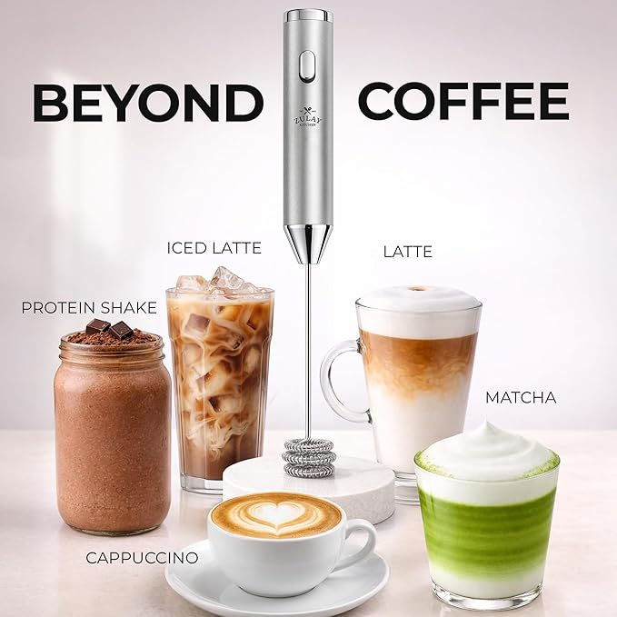 Zulay Kitchen Metal Rechargeable Milk Frother, 3 Whisk Attachments Handheld Frother Wand, 1800mAh USB-C Charging, Electric Drink Mixer for Protein, Matcha & Powders - One Charge Lasts up to 6 Months - Image 6