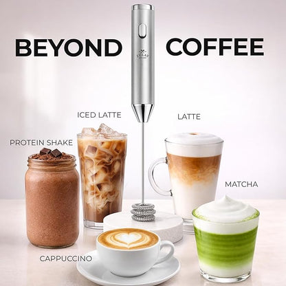 Zulay Kitchen Metal Rechargeable Milk Frother, 3 Whisk Attachments Handheld Frother Wand, 1800mAh USB-C Charging, Electric Drink Mixer for Protein, Matcha & Powders - One Charge Lasts up to 6 Months - Image 6