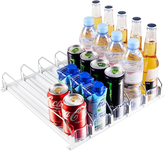 Drink Organizer for Fridge, Soda Can Dispenser for Refrigerator, Automatic Drink Dispenser for Fridge Holds up to 25 Cans, 5 Row - Image 7