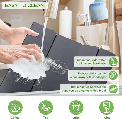 Large Dish Drying Mat for Kitchen Counter,24"×16"Fast Dry Pad Absorbent Countertop Mat, Heat-resistant Mat,Diatomaceous Earth Mats,Gray - Image 5