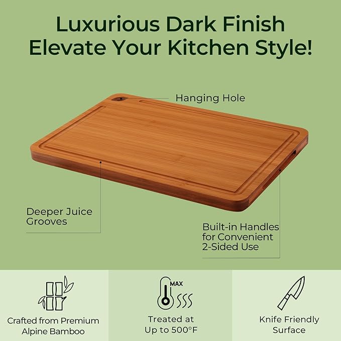 Keechee Wood Cutting Board, Carbonized Bamboo Cutting Boards Set With Smooth Surface & Easy Storage For Busy Kitchens, Ideal Charcuterie & Chopping, Durable, Knife-Friendly (4Pcs) - Image 6