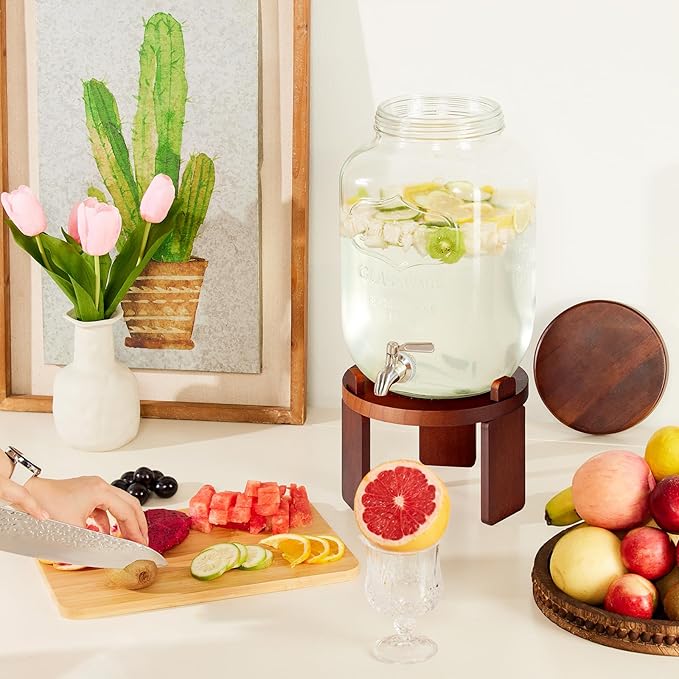 1 Gallon Drink Dispenser for Parties,Glass Beverage Dispenser with Stand,Water Dispenser with 18/8 Stainless Steel Spigot,Lemonade Stand Dispenser for Fridge,Juice,Punch,Cocktails,Ice Tea & Sun Tea - Image 8