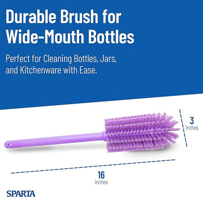 SPARTA Large Water Bottle Brush Ideal for Wide-Mouth Jars, Bottles and Tumblers, Dishwashing Tool with Handle for Home and Commercial Kitchens, Plastic, 16 Inches, Purple