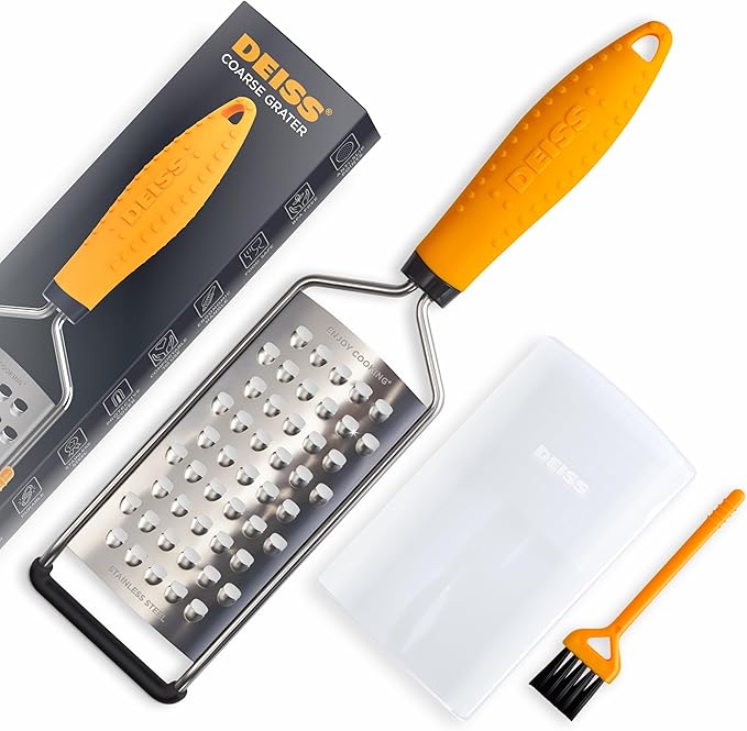 Deiss PRO Coarse Grater & Hand Held Cheese Grater - Sharp Stainless Steel Blades, Non-Slip Handle, Small Cheese Grater for Kitchen, Shredder, Dishwasher Safe by DeissKitchenware