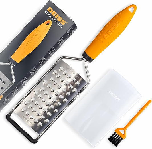Deiss PRO Coarse Grater & Hand Held Cheese Grater - Sharp Stainless Steel Blades, Non-Slip Handle, Small Cheese Grater for Kitchen, Shredder, Dishwasher Safe by DeissKitchenware
