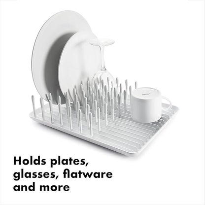 OXO Good Grips Compact Dish Rack Biscuit | For Dishware | 13-3/4 x 10-3/8 x 3-1/2 Inch | Non-Skid Feet | Pack of 4 - Image 3