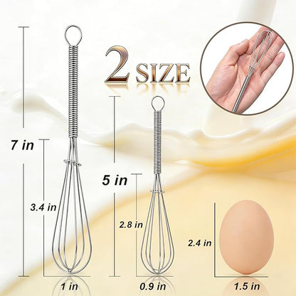 Anaeat Mini Wire Whisks, Set of 4 Portable Stainless Steel Kitchen Tiny Whisk & Egg Beater with Thick Wire - Sturdy Small Mixing Balloon for Cooking, Blending, Whiping, Beating and Stirring (5" + 7") - Image 6