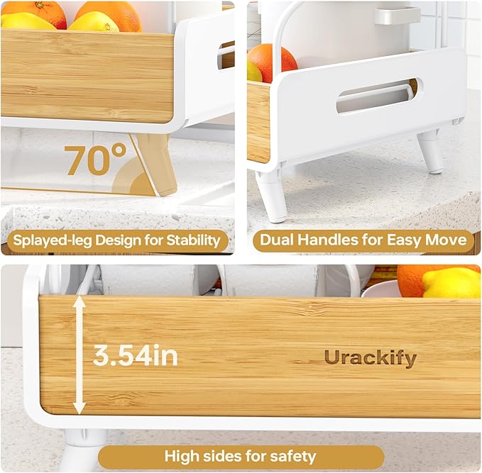 Urackify 2-Tier Dish Drying Rack, Large Stainless Steel & Bamboo Dish Rack for Kitchen Counter, Dish Drainers with Adjustable Automatic Spout, Drying Rack Kitchen with Utensil Holder, White - Image 7