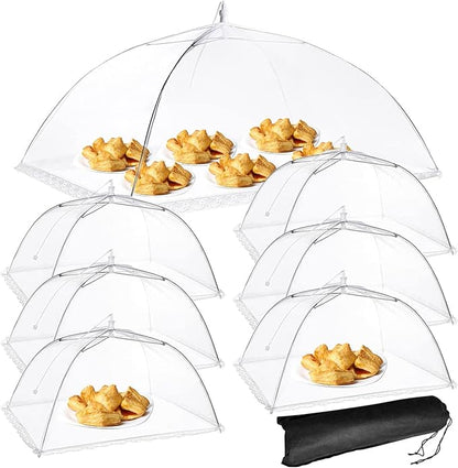 Mesh Food Cover, SPANLA 7 Pack Food Covers for Outside 1 Extra Large (41"X27") & 6 Standard (17"X17") Mesh Food Covers for Outdoors, Food Nets, Food Tents Outdoor, Reusable and Collapsible by SPANLA