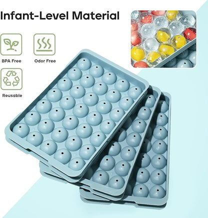 Ice Cube Trays with Lid and Bin, 1.0 IN Small Round Ice Cube Mold - 3 Pack(35 per Tray) Easy Release Stackable Ice Ball Maker Iced Bucket Kits, Circle Ice Tray for Cocktail, Whiskey & Drinks,BPA-Free - Image 3