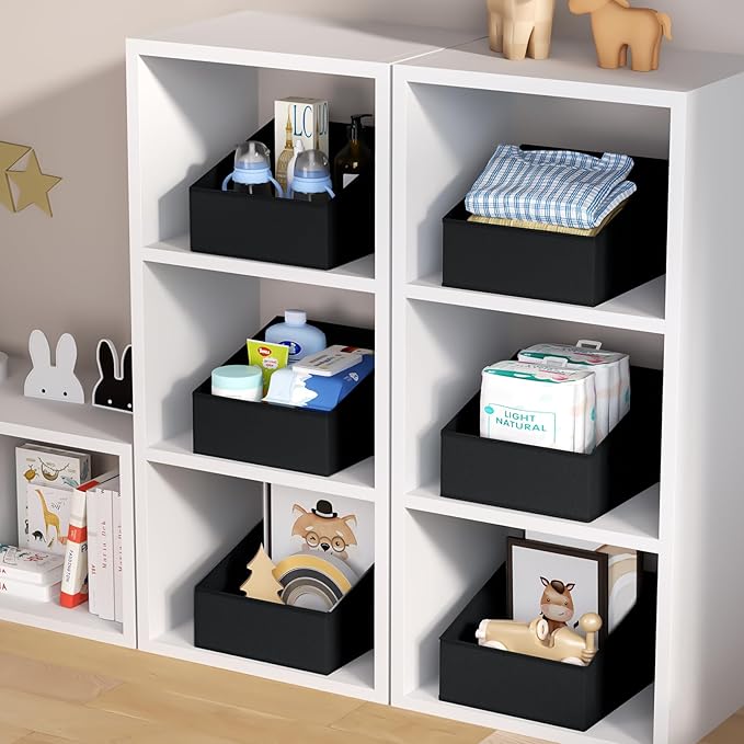 DIMJ Closet Storage Bins 12 Pack - Fabric Storage Baskets for Shelves, Collapsible Clothes Organizer with Handles, Trapezoid Shelf Organization Storage Cubes for Purse, Toys, Books, Towel, Clothes - Image 7