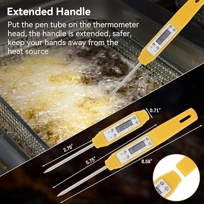 Akozon Digital Food Thermometer Automatic Calibration Pen High Accuracy Electronic Pocket Thermometer Yellow Home and Family Appliance and Decor - Image 6