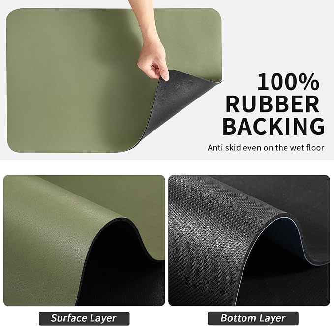 HotLive Dish Drying Mat for Kitchen Counter, Heat Resistant Drainer Mats with Non-slip Rubber Backed, Hide Stain Kitchen Super Absorbent Draining Mat, Easy to Clean Dish Rack Pad, Green 18"x24" - Image 5