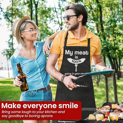 SANDJEST Funny Mens Aprons with Pockets for BBQ Grilling Cooking Grandpa Husband Apron for Birthday Christmas Father's Day