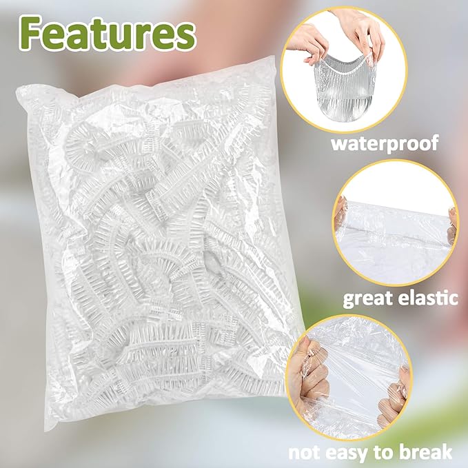 MAQIHAN 300 Bowl Covers Bread Proofing - Medium Plastic Wrap Food Sourdough Bread Baking Bread Rising Elastic Reusable Plate Covers Outdoor Food Fresh Keeping Bags Shower Cap Hair Deep Conditioning - Image 3