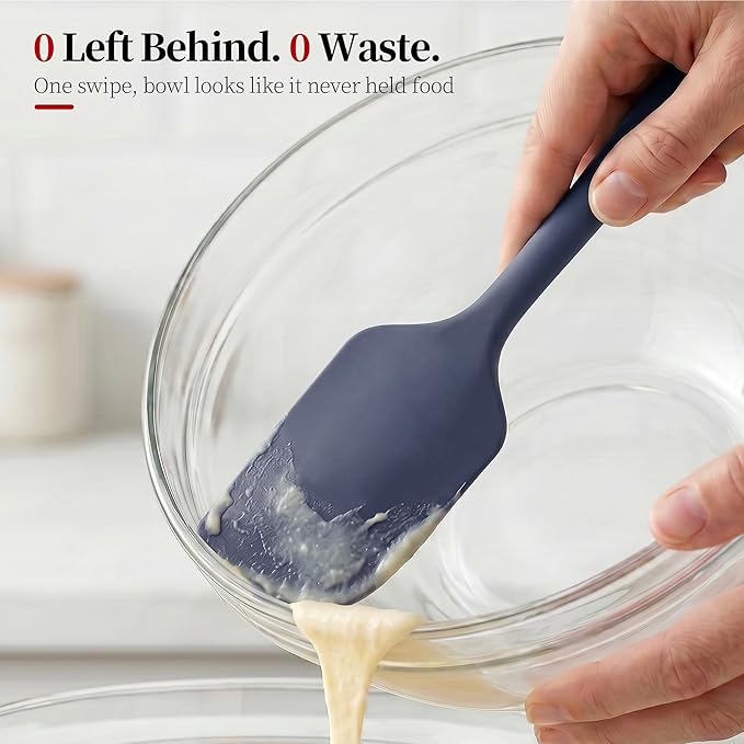 600ºF Heat Resistant Spatula, 11.34 inch High Heat Food Safe Semless Kitchen Silicone Scraper for Cooking Baking Mixing Scraping Stirring Nonstick Cookware Pan Bowl (Midnight Blue)