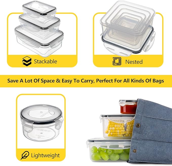 34 PCS Food Storage Container with Lid (17 Lids & 17 Containers) - Reusable Plastic Food Containers for Kitchen Storage and Organization BPA-Free Leakproof Meal Prep Container with Labels & Pen - Image 4