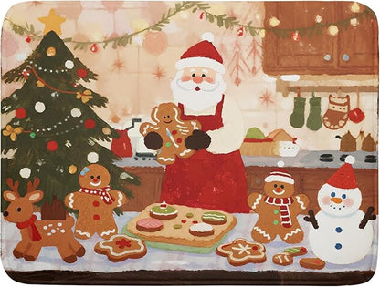 Christmas Dish Drying Mat for Kitchen Counter 18x24 Santa Claus Gingerbread Winter Xmas Holiday Themed Absorbent Reversible Microfiber Drying Mats Kitchen Countertop Protector Dishes Drainer Rack Pad by Aytipun