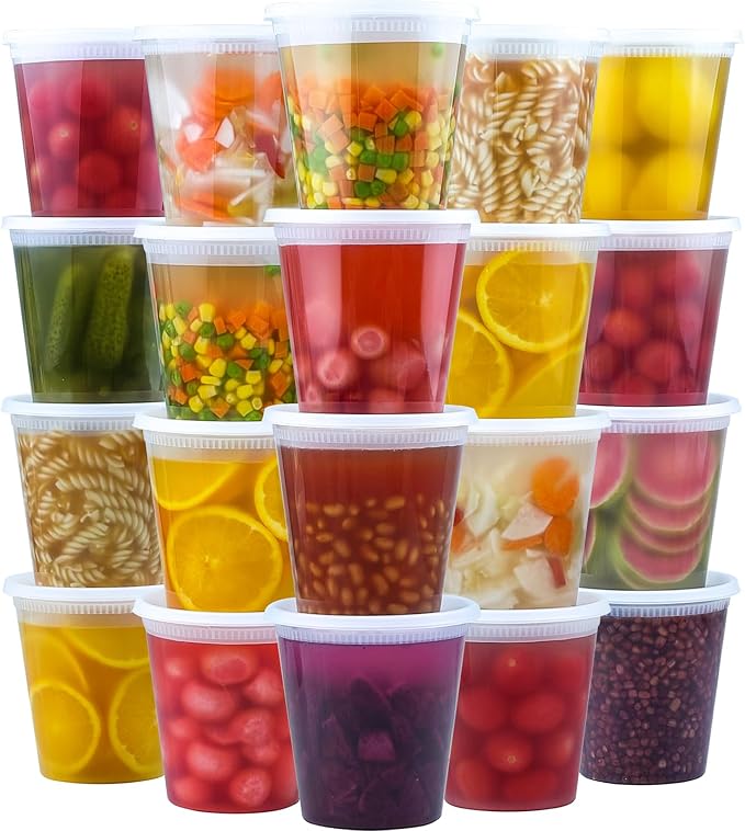 Dealusy 50 Set 32 oz Deli Containers with Lids, Leak-Proof BPA Free Plastic Take Out Bowls, Food Storage Containers for Takeout Meal Prep Storage, Freezer, Microwave & Dishwasher Safe by Dealusy