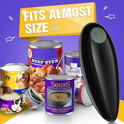One Touch Battery Operated Electric Can Opener Fits Almost Size Can With Smooth Edge, Hands Free Electric Can Openers for Kitchen, Kitchen Gadgets Automatic Can Opener for Seniors, Arthritis Black - Image 2