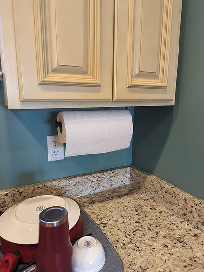2nd Gen Paper Towel Holder Under Cabinet No Drilling, [More Sturdy] Self Adhesive or Drilling Paper Towel Holder Wall Mount for Kitchen, RV, [Fit Mega Paper Towel Roll] SUS304 Stainless Steel - Image 9