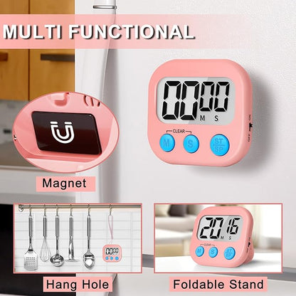 ZILLEEN Classroom Timer for Kids Teachers 2 Pack Digital Timers, White & Pink - Image 2