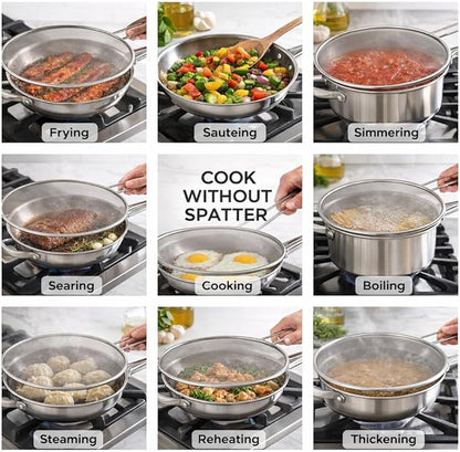 HIC Kitchen Splatter Screen, 18/8 Stainless Steel with Fine Mesh, 13-Inch, Fits Up To 12.5-Inch Pans - Image 3