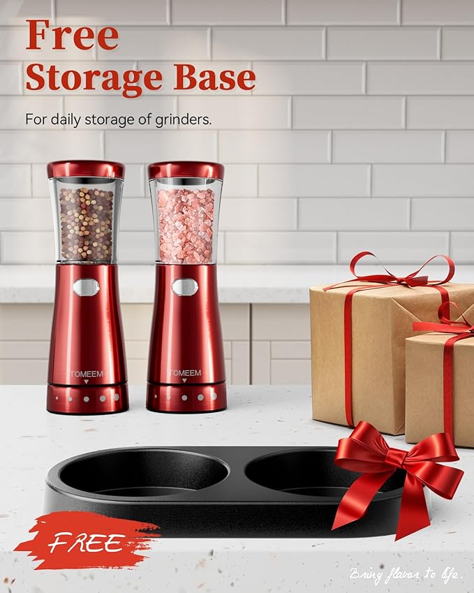 Electric Salt and Pepper Grinder Set with Storage Base, Stainless Steel Rechargeable Salt and Pepper Grinder Set with 4.5 oz Large Capacity, 1.8" Wide Mouth, Adjustable Coarseness, Ideal for Kitchen - Image 9