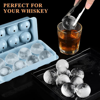 Round Ice Cube Trays for Freezer,1.8 INCH x 8,Ice Ball Maker Mold | Round Ice Cube Mold,Whiskey Ice Cubes Mold,Circle Ice Cube Tray with Lid,Ice Trays Ice molds for Whiskey,Cocktails,Coffee