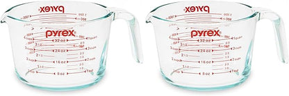 Pyrex 4-Cup Glass Measuring Cup For Baking and Cooking, Dishwasher, Freezer, Microwave, and Preheated Oven Safe, Essential Kitchen Tools (Pack of 2) by Pyrex