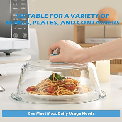 Tall Glass Microwave Splatter Cover for Food with Vent Hole 100% Food Safe 10in Plate Splatter Guard Lid with Silicone Knob BPA Free Cookware Serving Dish Cover Dishwasher Safe - Image 2