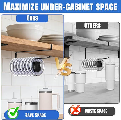 1 Pack Tumbler Lid Organizer, Versatile Cup & Water Bottle Lid Holder, Upgraded Kitchen Space Saver & Under Cabinet Storage, No Adhesive or Drilling Needed, Multi-Use Tumbler Lid Holder, Black - Image 3