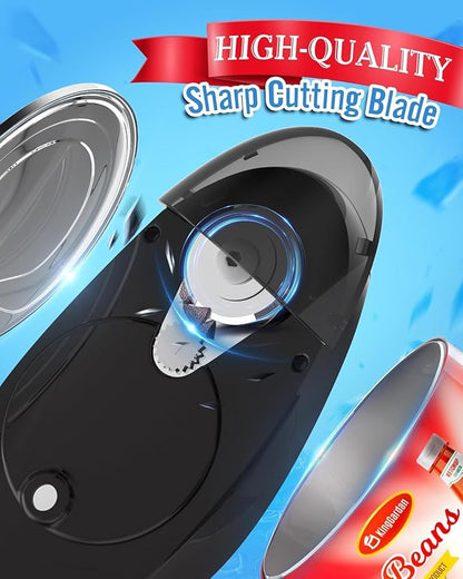 Electric Can Opener, One-Touch Automatic Hands Free Can Opener with Smooth Edge, Battery Operated, Safe & Easy for Seniors with Arthritis, Kitchen, Left-Handed & Weak Hands (Black) - Image 5