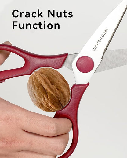 Kitchen Scissors for Food, HUNTER.DUAL Heavy Duty Come Apart Poultry Shears for Cooking, All Purpose for Cutting Chicken, Meat, Fish & Vegetables (Red, 8.35 Inch) - Image 3