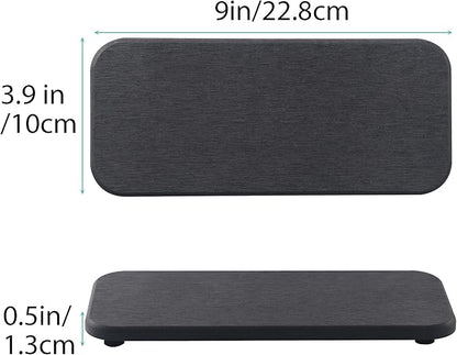 NiuYichee 2 Pcs Water Absorbing Stone Trays, Kitchen/Bathroom Sink Soap Dish, Diatomite Tray Used for Hand Soap & Cosmetic Bottles in the Modern Home, 4" W x 9" L, Dark Gray