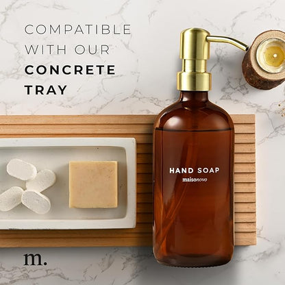 MaisoNovo Soap Dispenser 2-Piece Set | 16.9oz Amber Bottles with Gold Stainless Steel Pump Core