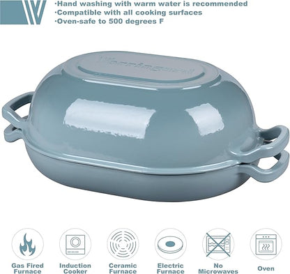 VORRINGARD Enameled Cast Iron Sourdough Bread Oven, Dutch Oven, Loaf Cast Iron Bread Pan for Homemade Bread Baking, Meatloaf Pan with Lid, 7QT, Sea Salt - Image 3
