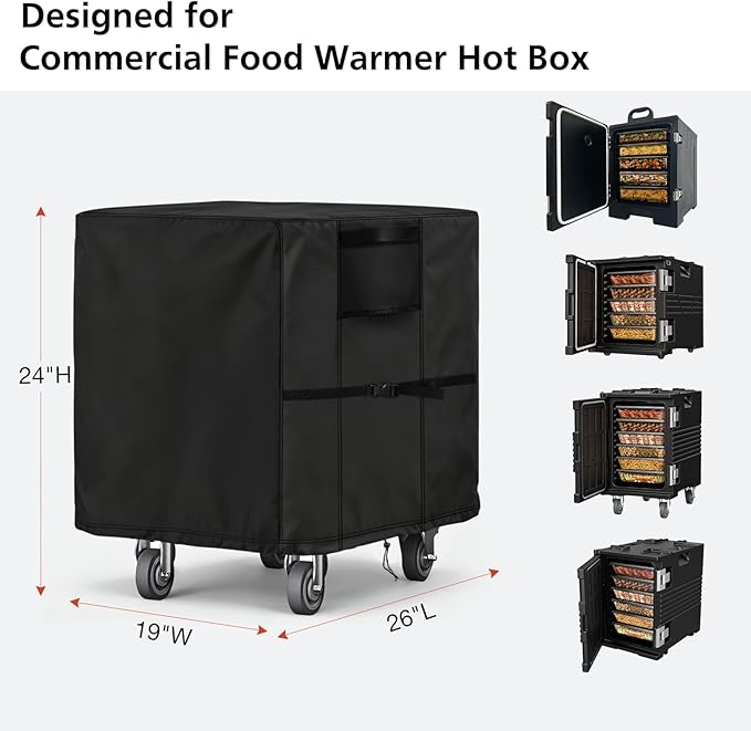 Food Warmer Cover, Heavy Duty Waterproof and Dustproof Covers for CAMMOO VEVOR Pearington FOHERE Food Warmer Hot Box 95QT & 82QT - 26"L x 19"W x 24"H