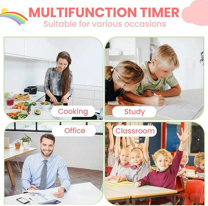 Cartoon Mechanical Kitchen Timer, 60 Minutes Countdown Timer, Mechanical Visual Timer for Kids - No Batteries Required, Kitchen Timer for Cooking, Home, Study and Classroom (Blue-C)