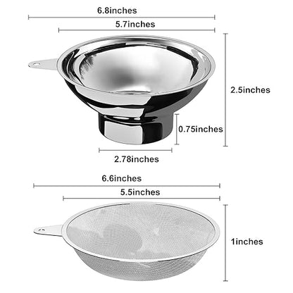 Serinar Canning Funnel with Stainless Steel Filter for Wide Mouth Mason Jars - Kitchen Filling Stainless Steel Wide Mouth Funnel（for Wide Mouth Mason Jars） - Image 2